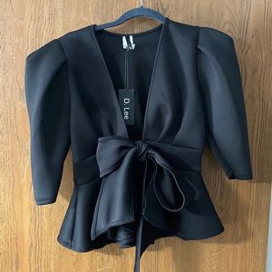 Large NWT D.Lee black peplum top